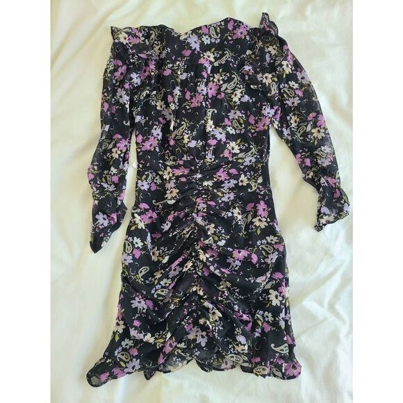 ASTR The Label Womens Stretch Chiffon Floral Print Kimba Mini Dress Black Medium - Picture 6 of 7